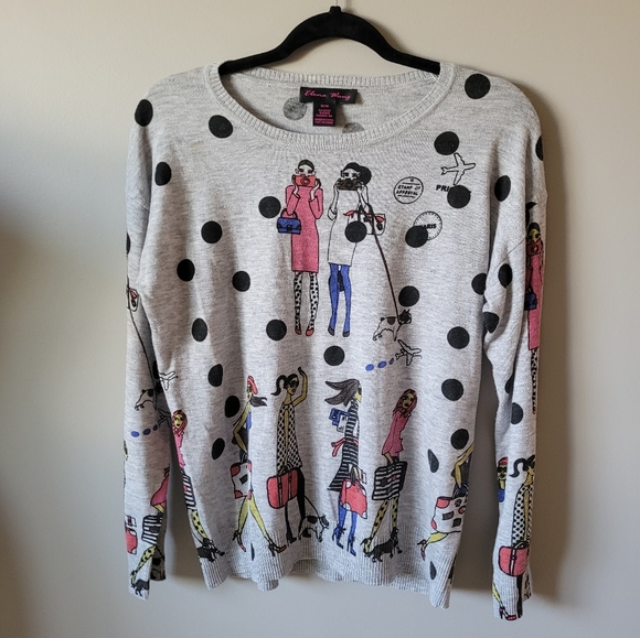 Y2k polkadot art girl print sweater - Picture 4 of 10